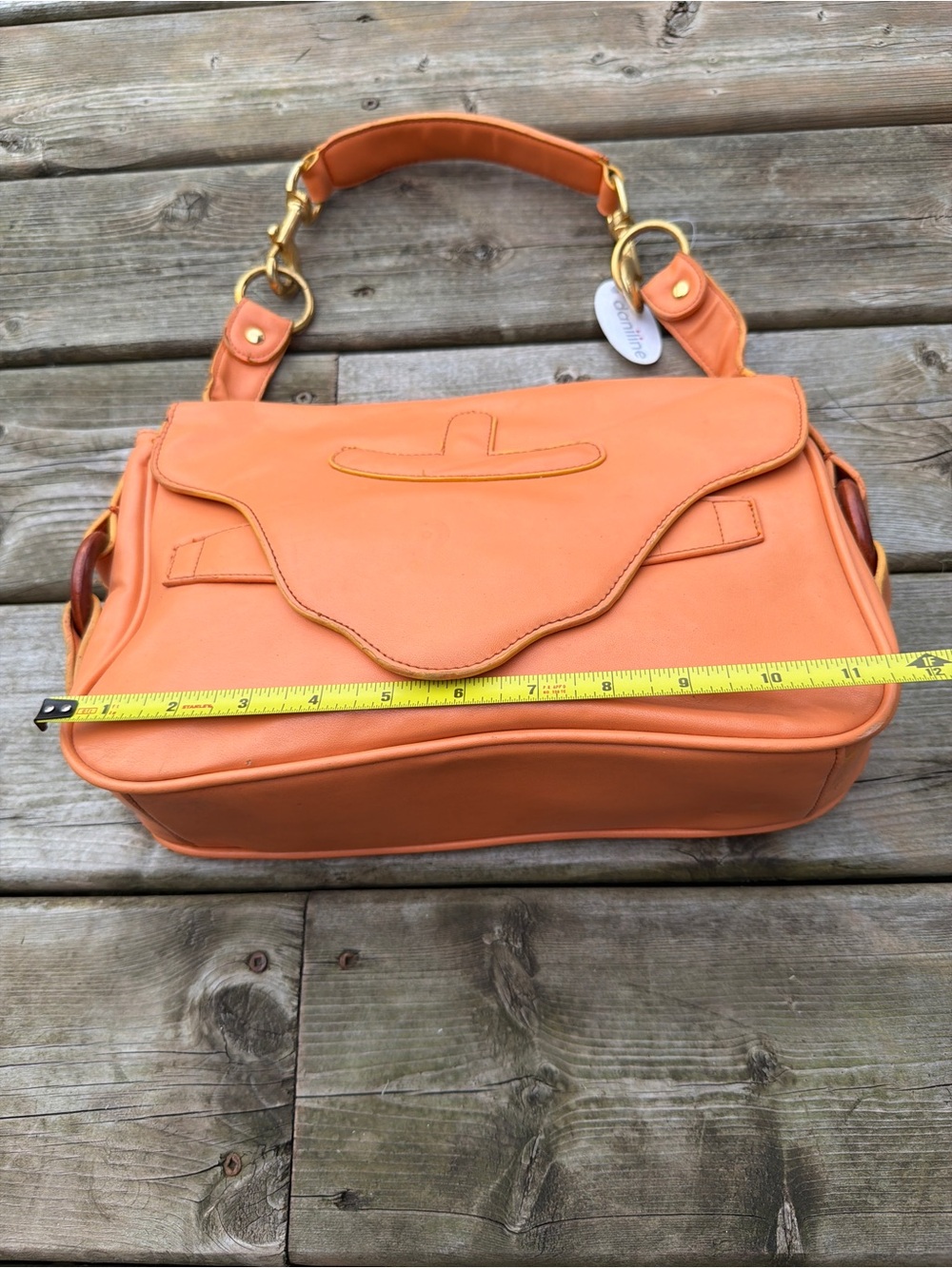 Daniline Orange Satchel Handbag Gold Hardware Top Handle Shoulder Bag PVC - Picture 4 of 15